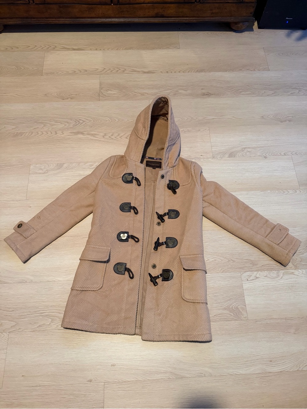 Women’s Hooded Toggle Coat in Beige